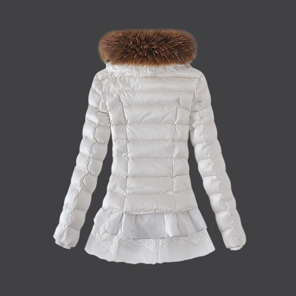 Moncler lungo Giù cappotto Bordo del pannello esterno bianco Presa M1089